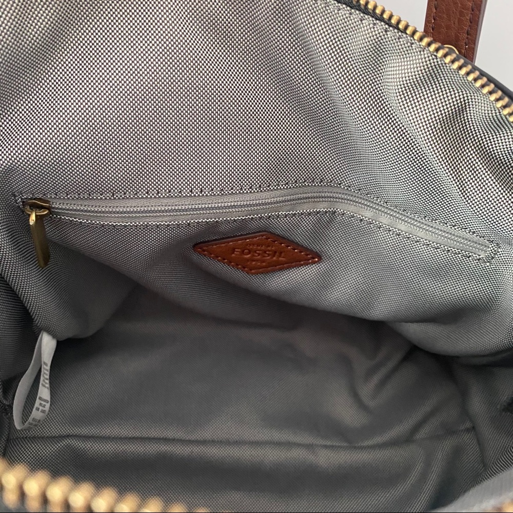 Fossil Black and Brown Leather Crossbody Satchel - Picture 10 of 15